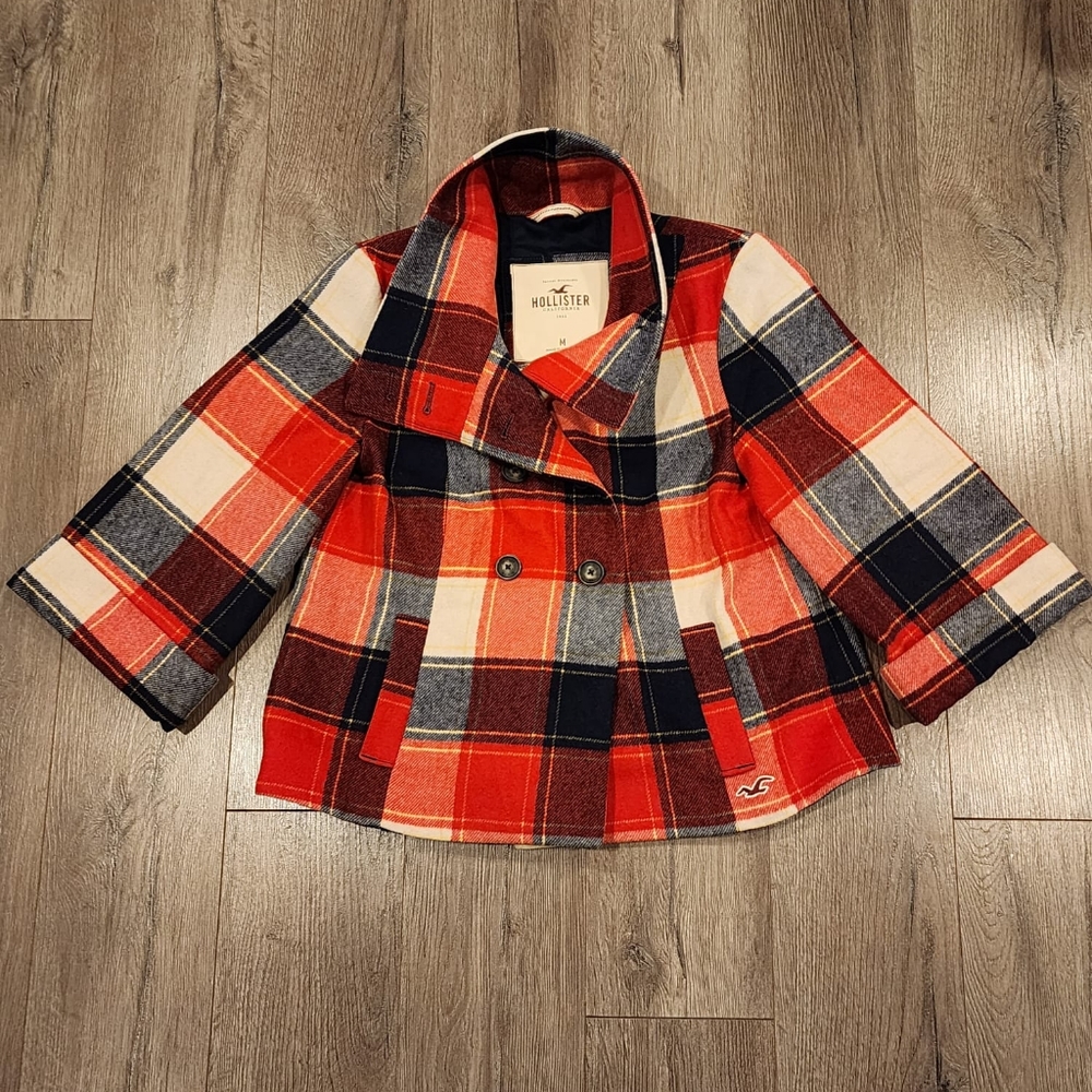 Hollister Plaid Peacoat